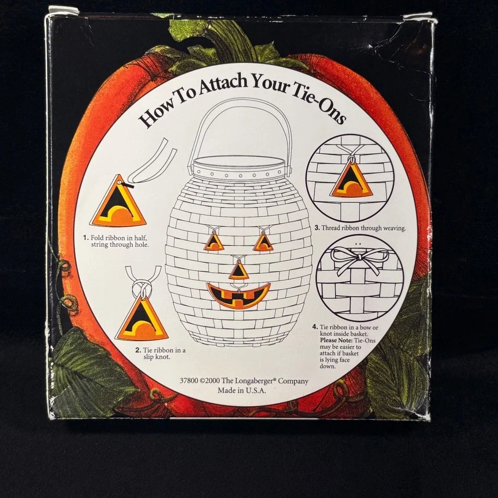 Longaberger 2000 Jack O'Lantern Tie-Ons Halloween Decor Pumpkin Face‎ #37800 NEW